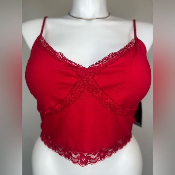 No Boundaries Red 3XL Padded Lace Trim Brami Tank Top New With Tags - Picture 15 of 16